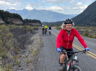  Mrs Philippa Sanders Cycling on the  tour with redspokes